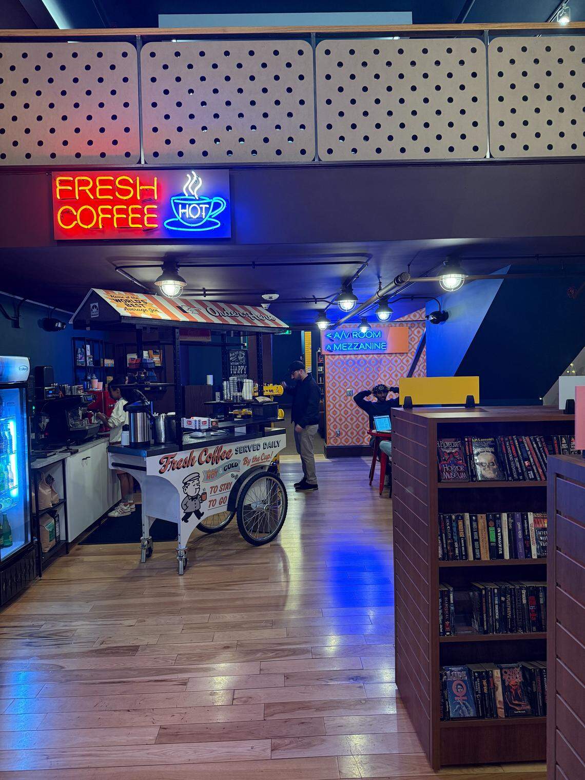 A small coffee bar is housed inside The Newsagent’s, a new business on Fayetteville Street in downtown Raleigh.