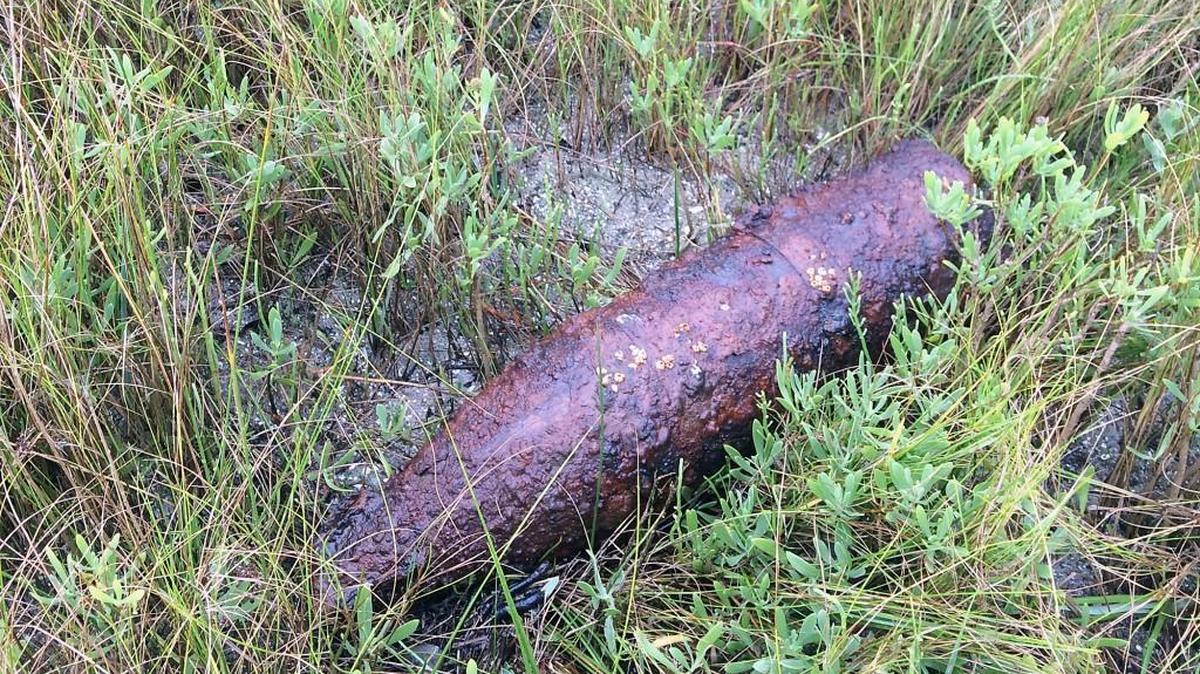 A photo of the World War II-era bomb found on Hatteras Island Tuesday, July 18, 2017.