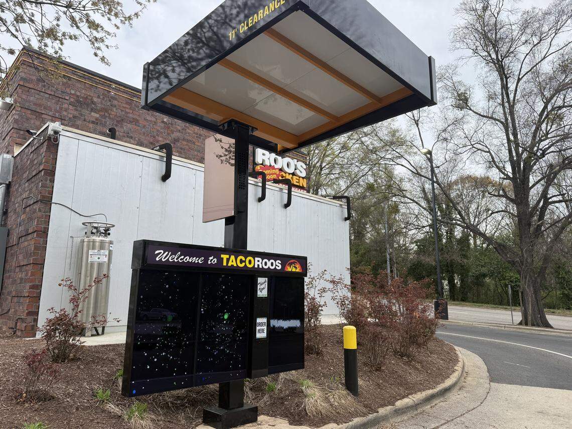 A working digital menu board has been installed at what appears to be a forthcoming Taco Roos in Raleigh.