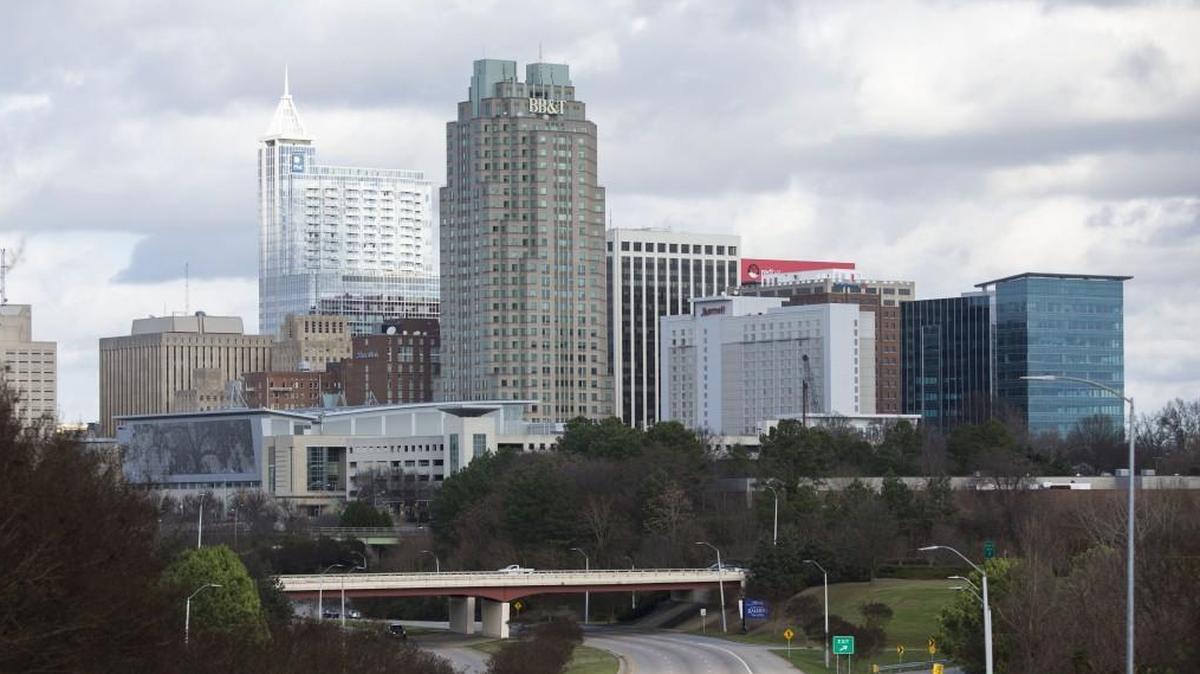 The downtown Raleigh skyline is seen from South Saunders Street in Raleigh, on Sunday, December 27, 2015.