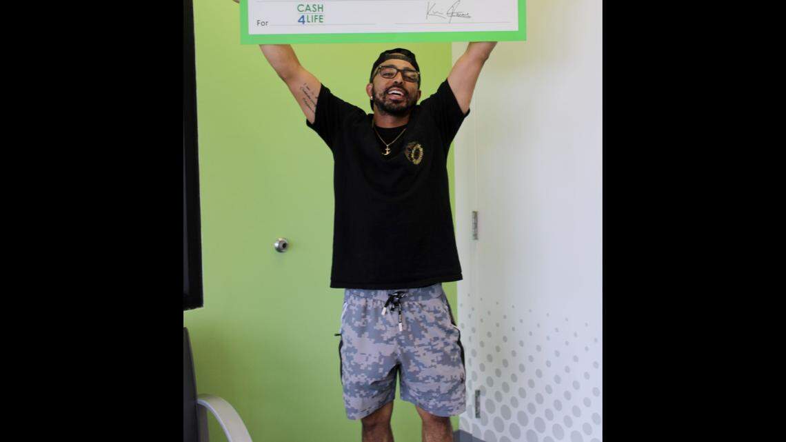 A Virginia newlywed cashed in a lottery ticket worth $1 million that was a wedding gift from his father.