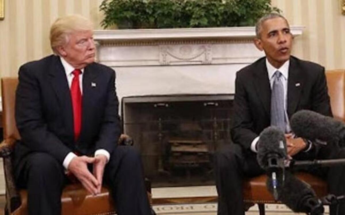 President Barack Obama meets with then President-elect Donald Trump in the Oval Office of the White House on Nov. 10, 2016.