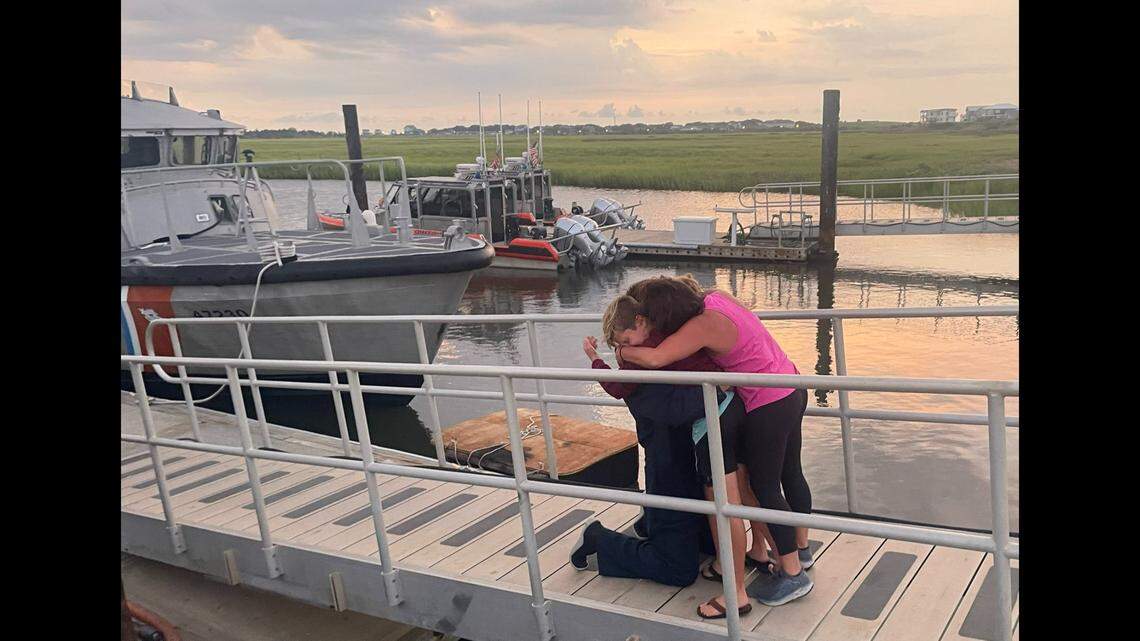 The four divers reunited with family after being found 46 miles southeast of Cape Fear River, North Carolina, the U.S. Coast Guard says.