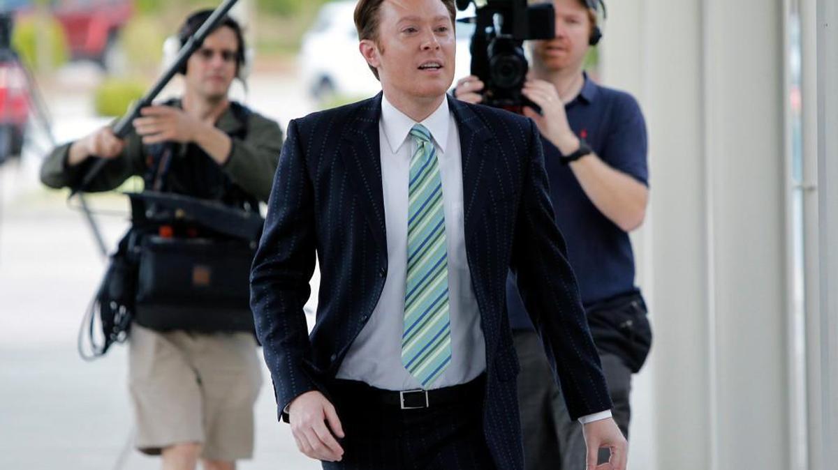 With a video crew behind him, Democratic candidate for U.S House Clay Aiken arrives to vote at Mills Park Elementary School in Cary, NC on May 6, 2014.