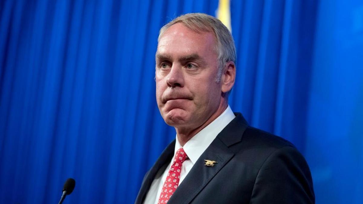 Interior Secretary Ryan Zinke speaks about the Trump Administration's energy policy at the Heritage Foundation in Washington, Friday, Sept. 29, 2017.