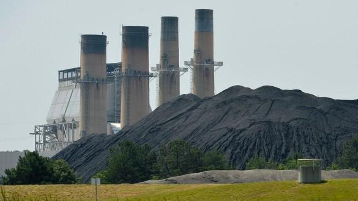 This mountain of coal next to Duke Energy’s Marshall Steam Station on Lake Norman, as seen from the coal ash basin, could yield rare metals after its burning.