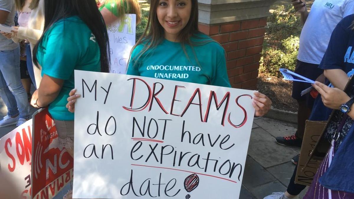 Stacy Buendia, a dental assistant from Marion, was one of about 250 people who took part in the Defend DACA March in downtown Raleigh on Sunday.