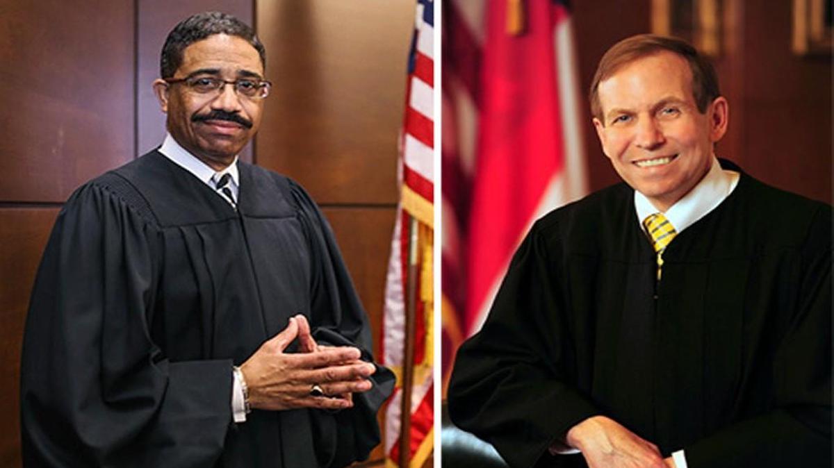 Justice Bob Edmunds, right, who has been on the state’s highest court for 16 years, is a Republican from Greensboro facing a challenge from Wake County Superior Court Judge Mike Morgan, left, a Democrat from Raleigh.