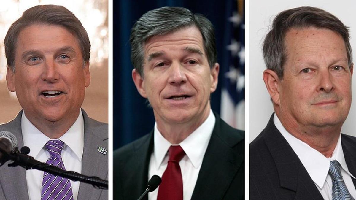 Pat McCrory, Roy Cooper and Lon Cecil, from left