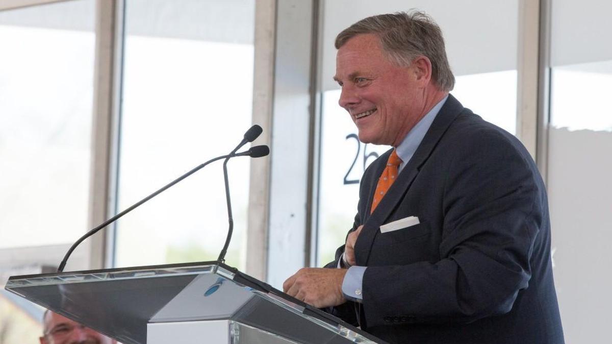 Sen. Richard Burr speaks during a Novo Nordisk groundbreaking ceremony Monday, March 28, 2016 in Clayton, N.C.