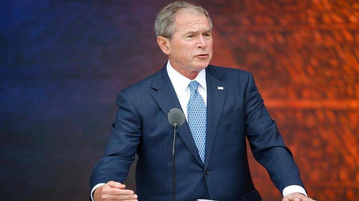 Former President George W. Bush speaks at the dedication ceremony for the Smithsonian Museum of African American History and Culture on the National Mall in Washington, Saturday, Sept. 24, 2016.