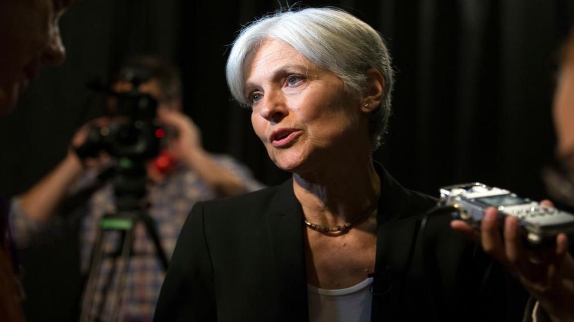 Green Party presidential candidate Jill Stein answers questions from members of the media during a campaign stop at Humanist Hall in Oakland, Calif. on Thursday, Oct. 6, 2016.