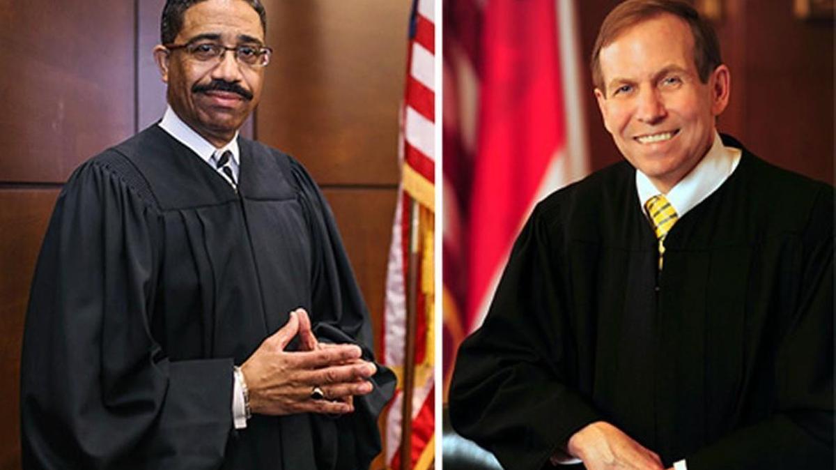 Justice Bob Edmunds, right, who has been on the state’s highest court for 16 years, is a Republican from Greensboro facing a challenge from Wake County Superior Court Judge Mike Morgan, left, a Democrat from Raleigh.