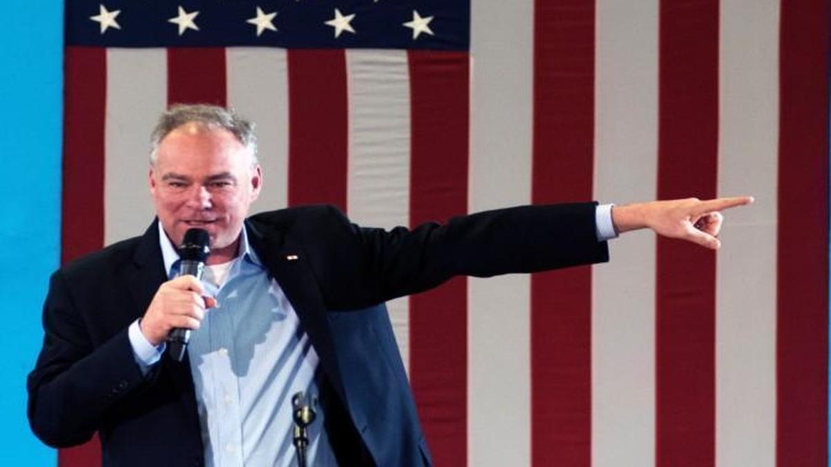 Democratic vice presidential candidate, Sen. Tim Kaine, D-Va. speaks at the Jack Amyette Recreation Center during a campaign rally in Jacksonville, N.C., Monday, Oct. 31, 2016.