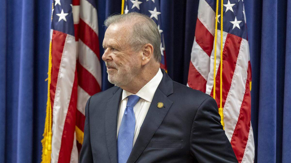 North Carolina Senate leader Phil Berger arrives for a press briefing on Thursday, September 11, 2025 at the General Assembly in Raleigh, N.C.