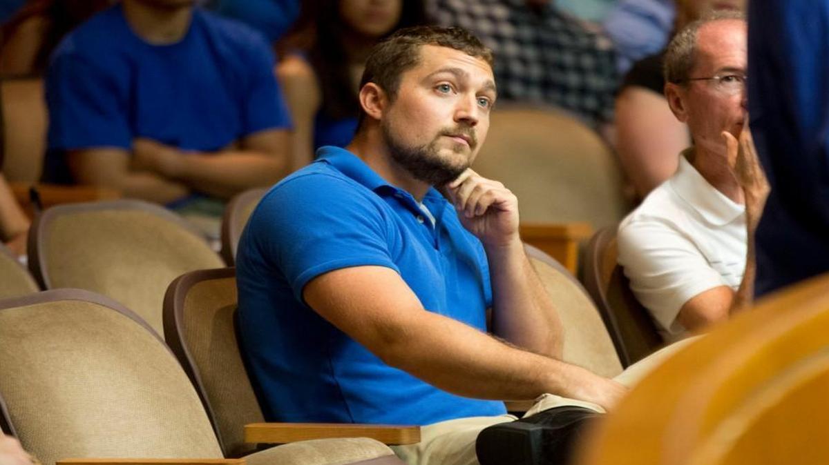 Paddy O'Beers owner Zack Medford listens as citizens speak during a committee meeting regarding potential changes in downtown patio seating at Raleigh City Hall on Tuesday, July 28, 2015 in Raleigh.
