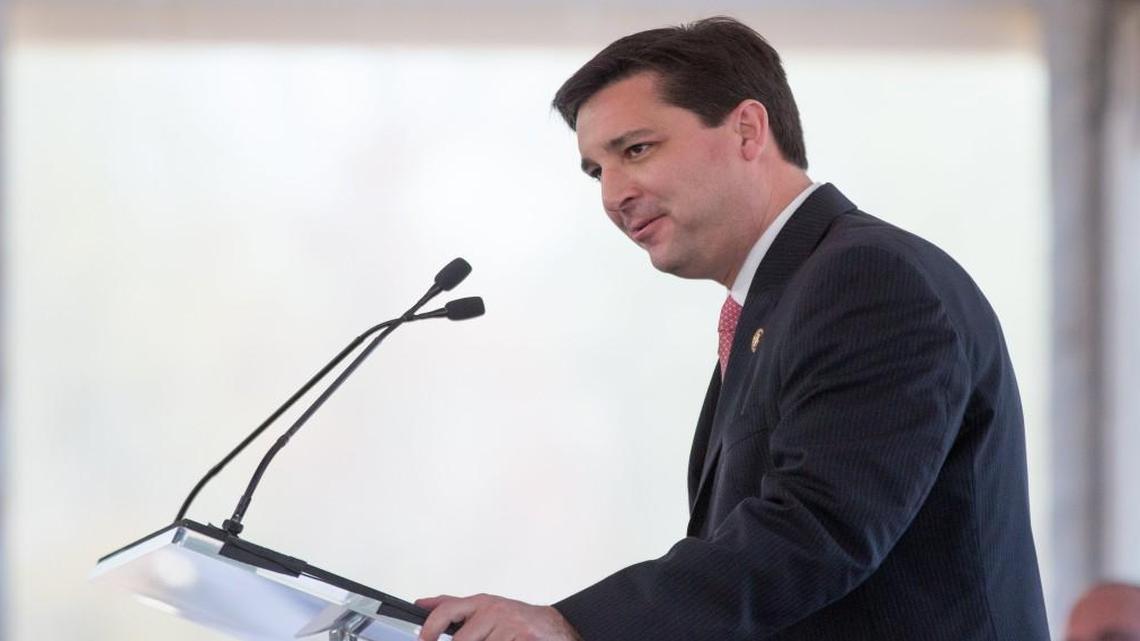 Rep. David Rouzer speaks during a Novo Nordisk groundbreaking ceremony March 28, 2016, in Clayton, N.C.