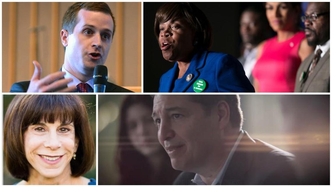 Democratic candidates, clockwise from top left, Dan McCready, Linda Coleman, Ken Romley and Kathy Manning.