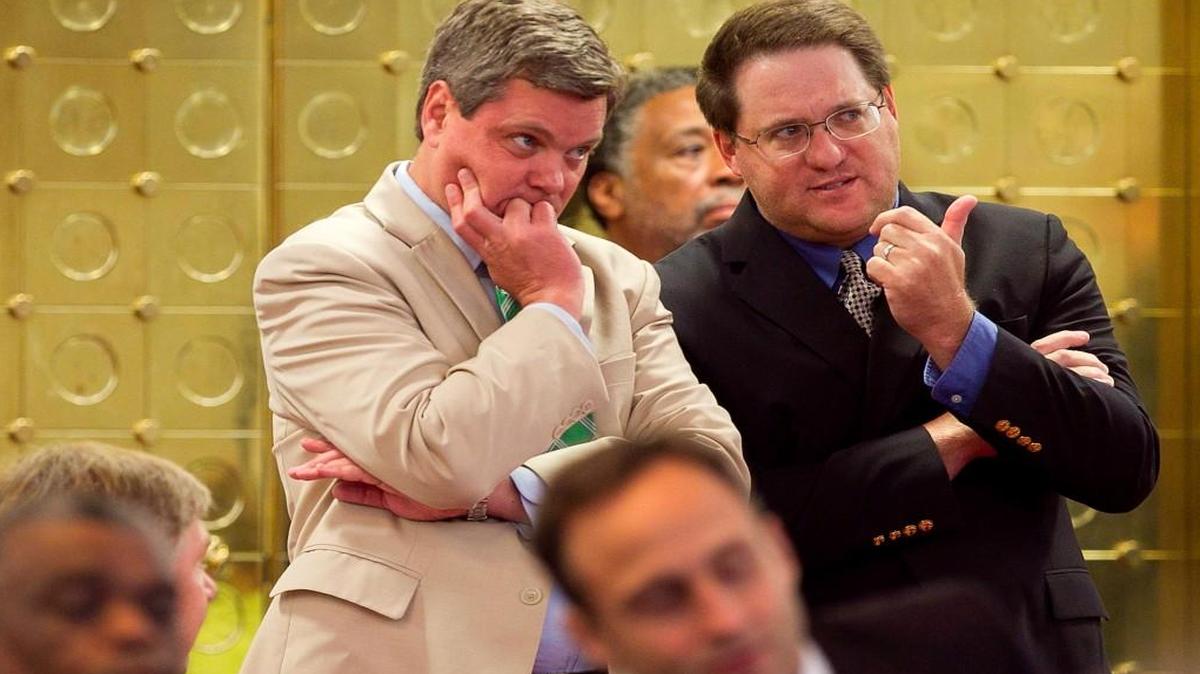 
Rep. Charles Jeter, right, has compared a proposed sales tax shift to the Communist Manifesto. He was appointed to the committee that will negotiate the legislation with the Senate.
