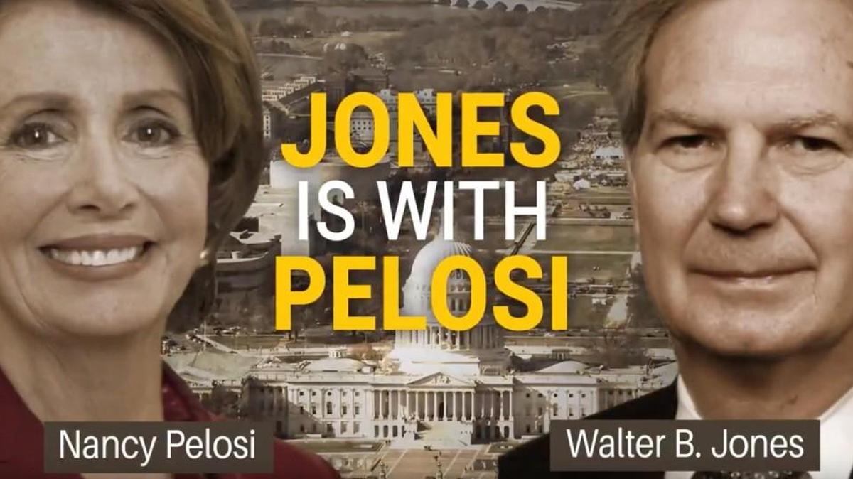 Screenshot from a Scott Dacey ad against Rep. Walter Jones