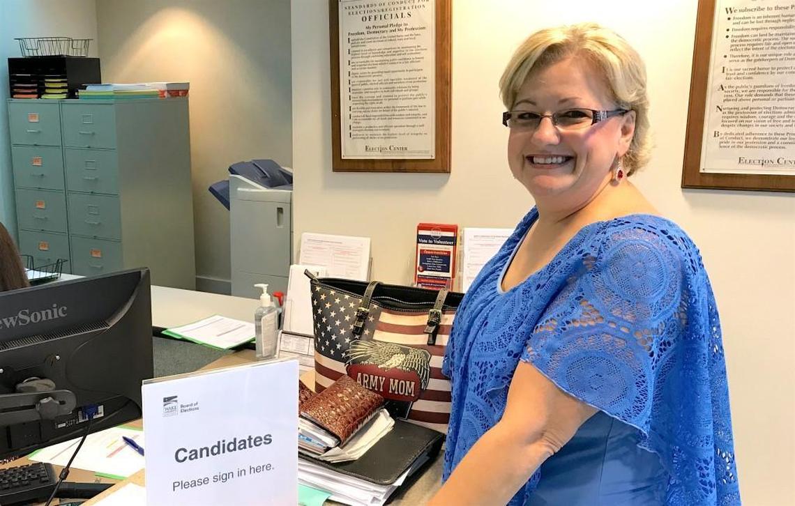 Rhonda Allen, a Republican, files to run for the N.C. House Distrist 39 seat on Feb. 29, 2018.