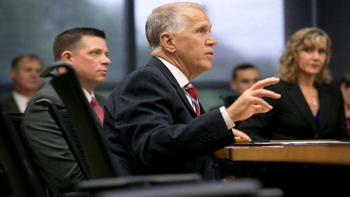 U.S. Senator Thom Tillis chairs a roundtable discussion on immigration reform at the Greater Raleigh Chamber of Commerce on Monday, May 22, 2017 in Raleigh, N.C.