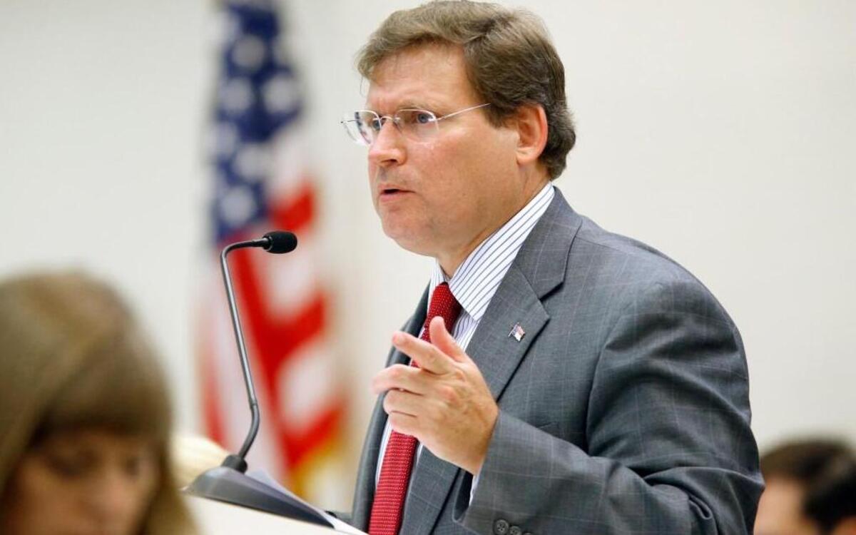 Rep. Nelson Dollar (R-Wake), senior chair of the House Appropriations committee, presides over a committee meeting at the Legislative Office Building in Raleigh on Wednesday, July 29, 2015.