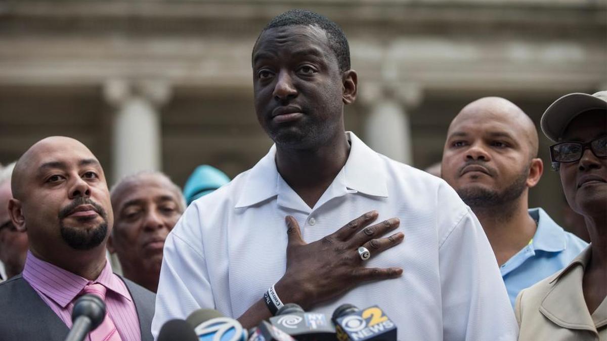 Yusef Salaam, center, who was wrongfully convicted of raping a woman in Central Park in 1989, will give the keynote address on Oct. 14, 2017, at an American Civil Liberty Union-North Carolina awards ceremony.