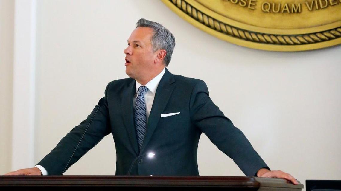 Lt. Gov. Dan Forest presides in the Senate chamber at the NC General Assembly in 2016.
