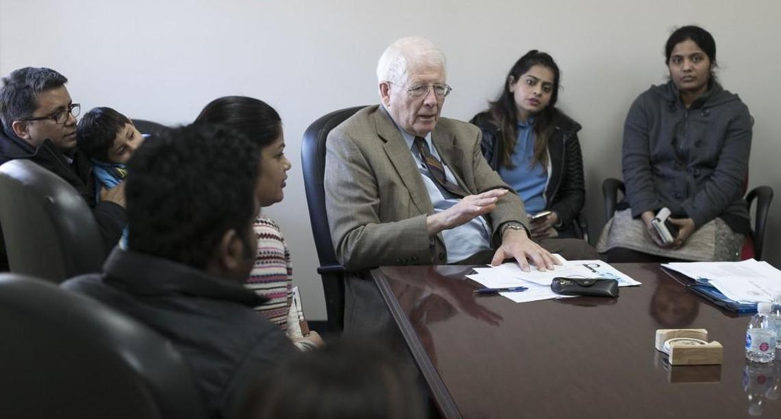 Rep. David Price meets with a group of visa holders from the Wake County Indian community on Thursday, January 25, 2017 in Chapel Hill, N.C. The group is concerned about possible changes to their visa status by the Trump administration that could mean the loss of permission to work.