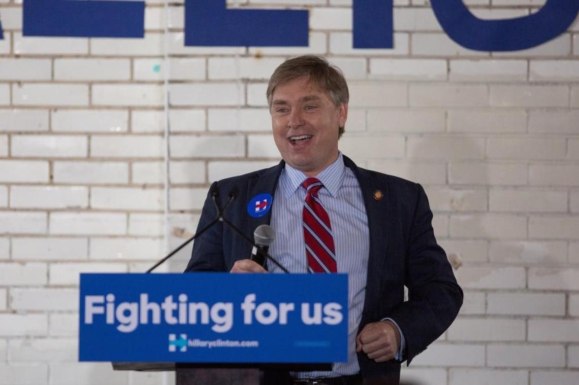 State Rep. Duane Hall speaks to the crowd prior to former president Bill Clinton's remarks at a Hillary Clinton for North Carolina campaign event March 7, 2016 in Raleigh. Democrats called on Hall to resign on Feb. 28, 2018, over allegations of sexual harassment.