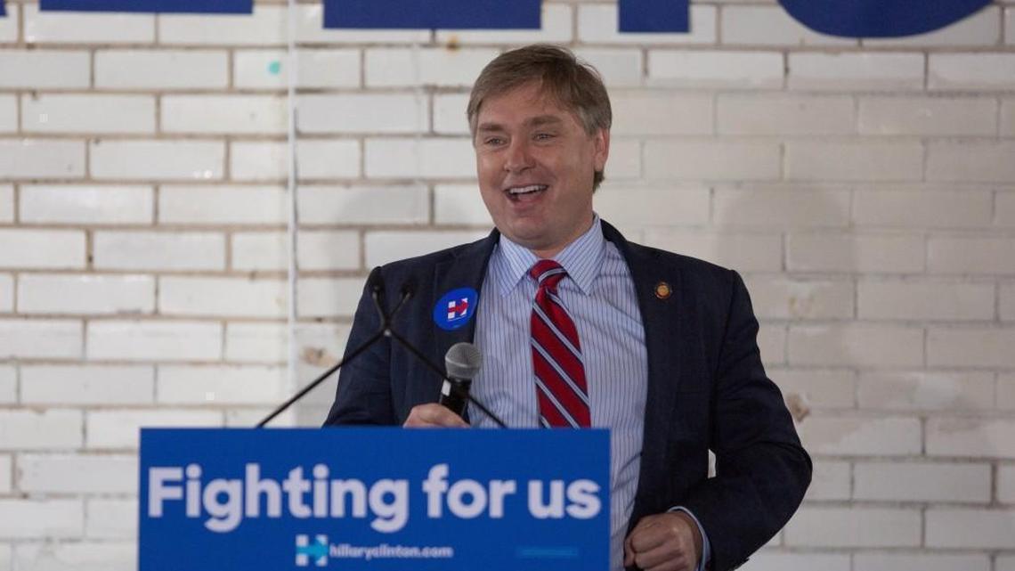 State Rep. Duane Hall speaks to the crowd prior to former president Bill Clinton's remarks at a Hillary Clinton for North Carolina campaign event March 7, 2016 in Raleigh. Democrats called on Hall to resign on Feb. 28, 2018, over allegations of sexual harassment.