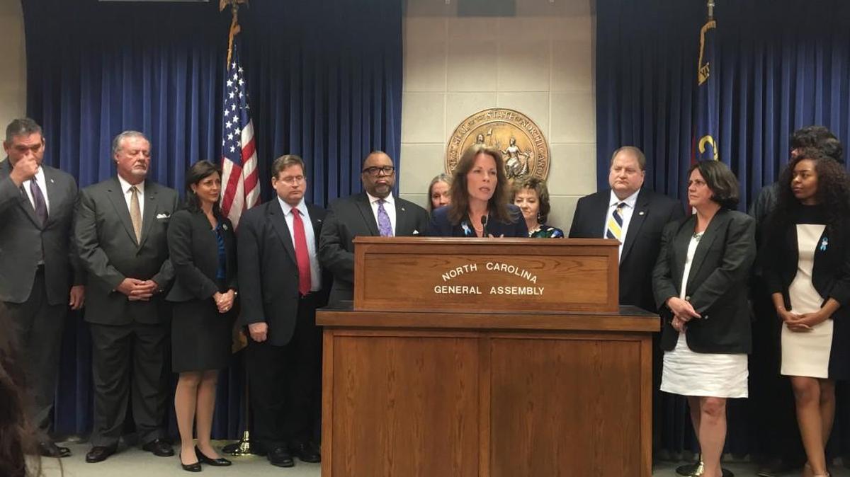 State Sen. Tamara Barringer discusses a new bill she introduced to overhaul the state’s child welfare system at the N.C. General Assembly on Wednesday, April 5, 2017.
