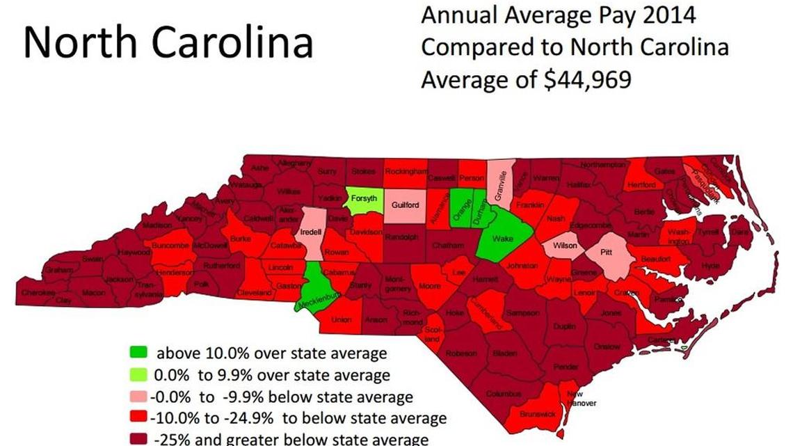 Using data from the U.S. Bureau of Labor Statistics, economist Ted Abernathy shared a map of the state’s income gaps during a legislative committee meeting Thursday.