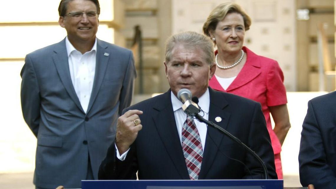 N.C. Rep. Steve Ross, a Burlington Republican, speaks about historic tax credits during an event in 2015 with then-Gov. Pat McCrory