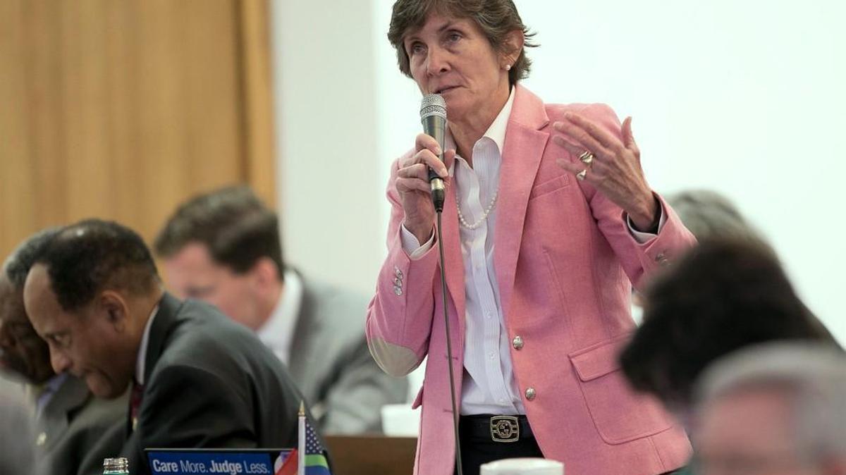 State Rep. Pricey Harrison of Guilford County speaks during a debate at the General Assembly in Raleigh in March 2016. Harrison said on Feb. 15 that she regrets how she characterized Gov. Roy Cooper’s agreement with companies that want to build the Atlantic Coast Pipeline.