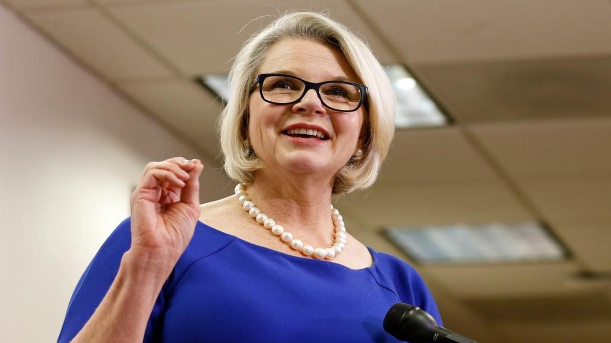 Margaret Spellings talks during a press conference after Spellings was elected president of the University of North Carolina system during a meeting of the UNC Board of Governors at the Spangler Center in Chapel Hill, N.C., Friday, Oct 23, 2015.