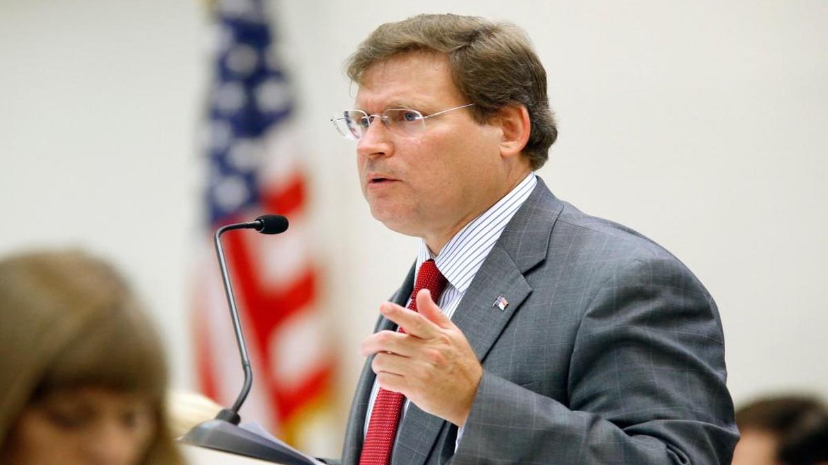 Rep. Nelson Dollar (R-Wake), senior chair of the House Appropriations committee, presides over a committee meeting at the Legislative Office Building in Raleigh on Wednesday, July 29, 2015.