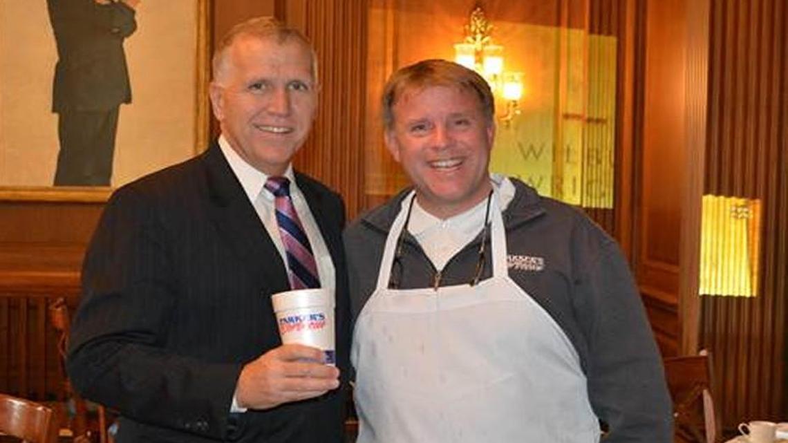 U.S. Sen. Thom Tillis with Parker’s Barbecue Restaurant owner Billy Parker at the U.S. Capitol on Thursday.