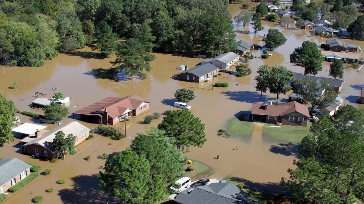 N.C. homeowners may soon need to disclose details about their property’s flood history to sellers. Here, flood waters are shown surrounding several houses in Rocky Mount, N.C. near the Tar River on Oct. 10, 2016, after Hurricane Matthew.