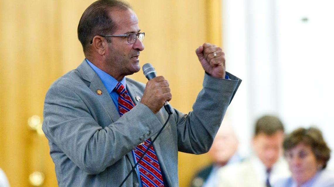 Rep. Michael Speciale speaks during a session at the NC Legislative Building in Raleigh on August 19, 2014.