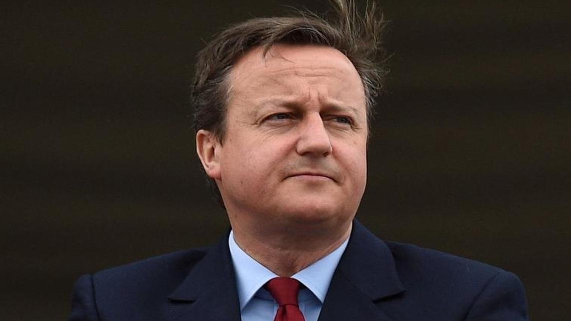Then-Prime Minister David Cameron attends the Farnborough International Airshow in Farnborough, England, July 11, 2016.