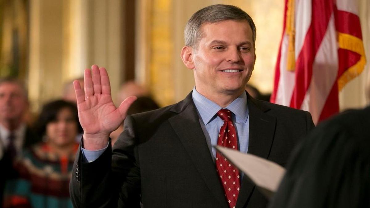 Josh Stein is sworn in as Attorney General during a ceremony on Friday, January 6, 2017 at the Executive Mansion in Raleigh, N.C.