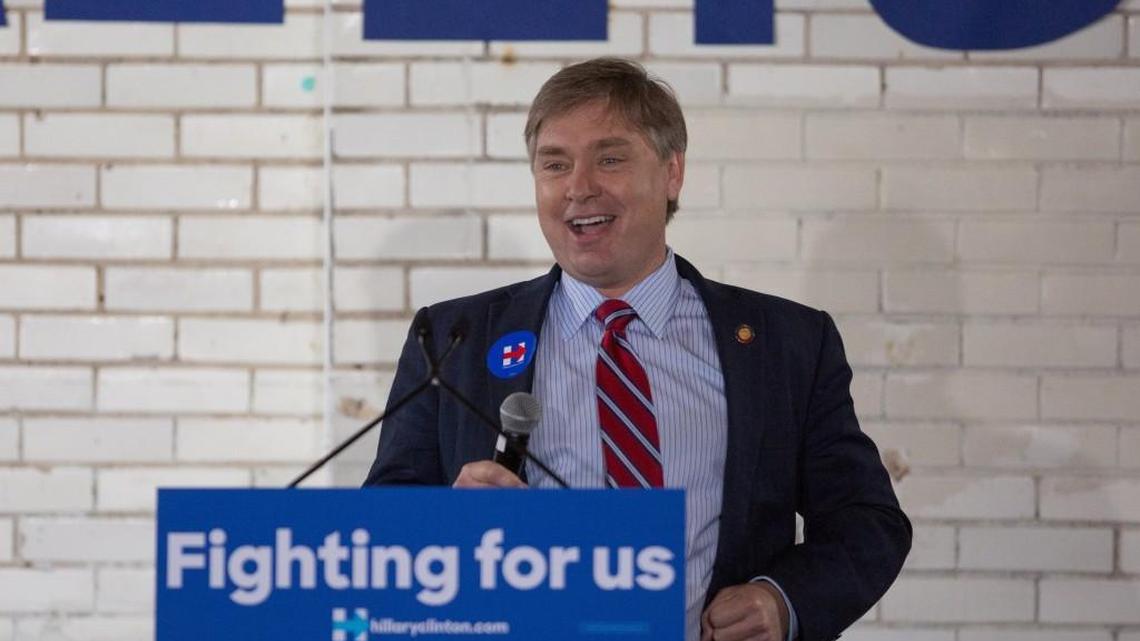 State Rep. Duane Hall speaks to the crowd prior to former president Bill Clinton's remarks at a Hillary Clinton for North Carolina campaign event March 7, 2016 in Raleigh. Democrats called on Hall to resign on Feb. 28, 2018, over allegations of sexual harassment. He defended himself in an interview published Friday.