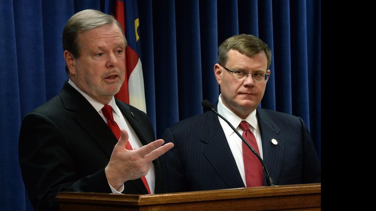 
Chambers led by Senate leader Phil Berger (left) and House Speaker Tim Moore are nearing debate on a big budget item. 
