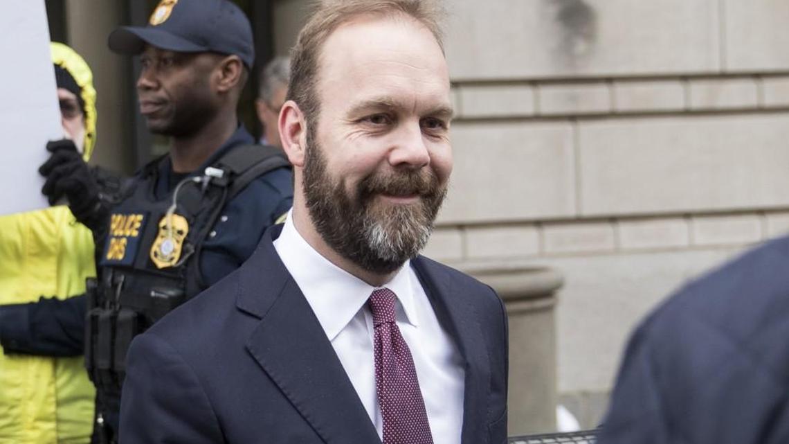 Rick Gates, former deputy campaign manager for Donald Trump, exits Federal Court in Washington in February. Special Counsel Robert Mueller filed conspiracy and false-statement counts against Gates, adding a third set of charges as Gates entered a guilty plea and agreed to cooperate in the Russia probe.