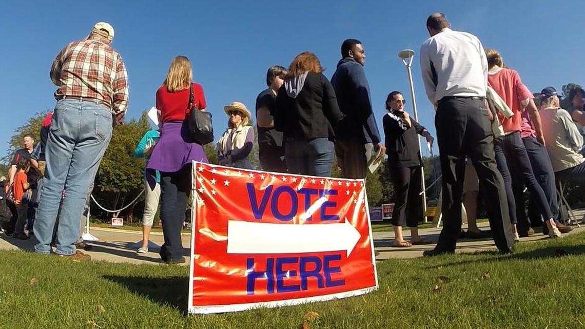 Voters wait in line for early voting at the Lake Lynn Community Center in Raleigh, N.C., on Oct. 26, 2016.