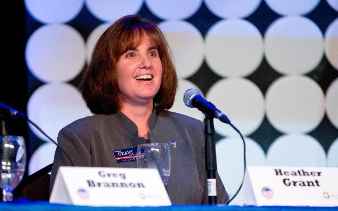 Heather Grant speaks during The Great Debate, a forum sponsored by the East Wake Republican Club at Hephzibah Baptist Church on Friday, April 11, 2014 in Wendell, N.C.