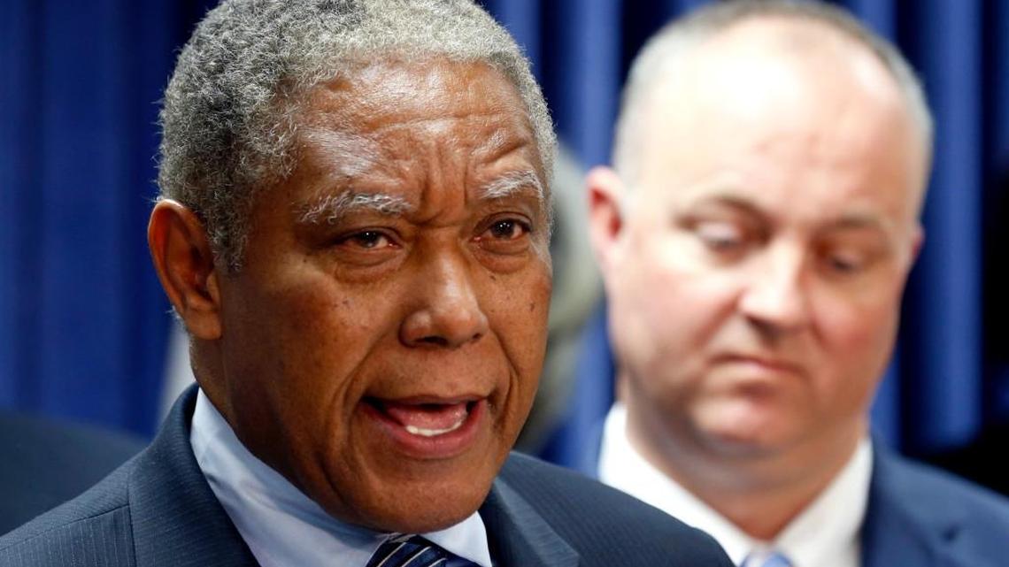 N.C. Senate Democratic leader Dan Blue, left.