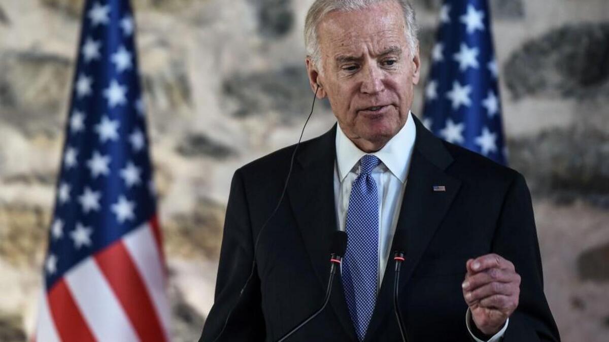 Vice President Joe Biden gestures during a news conference in a file photo taken Jan. 23, 2016, in Turkey.